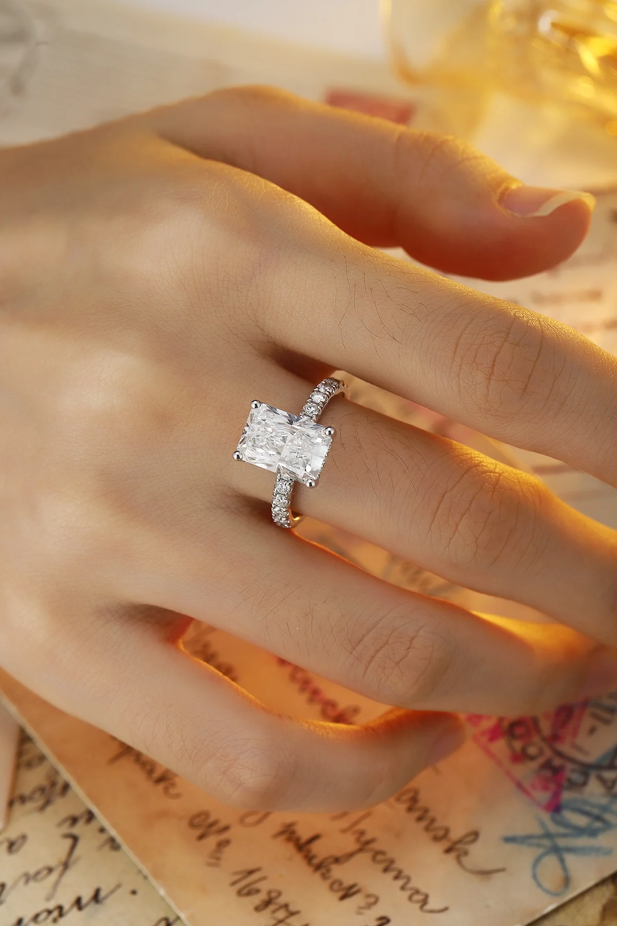 Anster Custom Lab Diamond Jewelry 18k Gold Jewelry Engagement Rings For Women Emerald Cut Laboratory Diamond Ring - Buy  Product on Alibaba.com